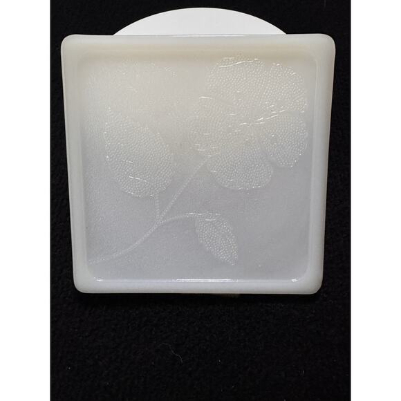 Milk Glass Square Trivet Tile Embossed Poppy Milk Glass Flower Tile Coaster 5.5" - Picture 4 of 5